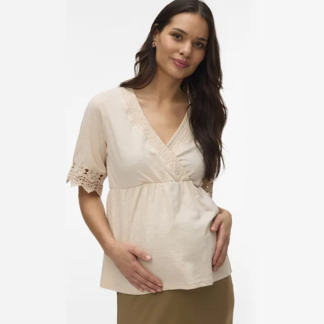 Mamalicious zwangerschaps- en voedings T-shirt beige, foto 3