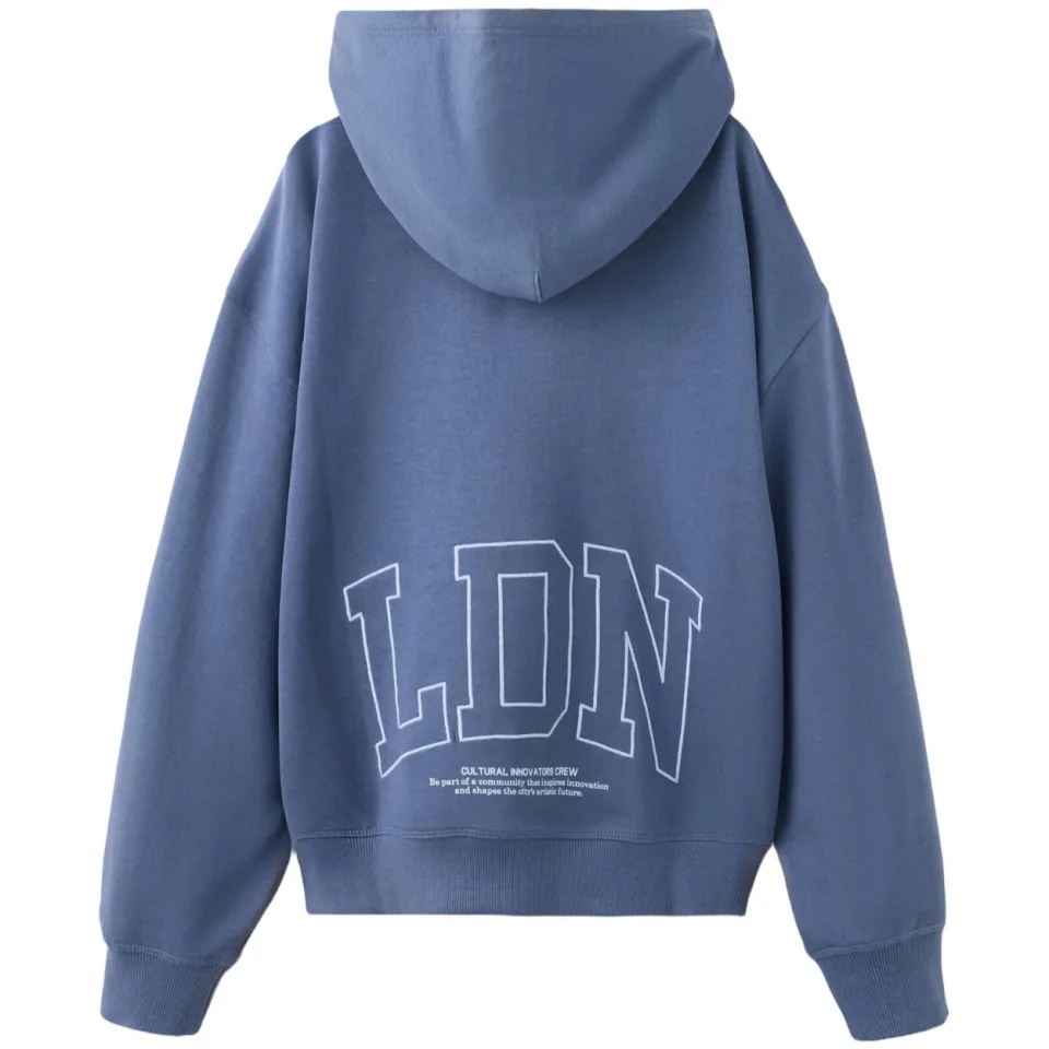 Mango Kids rechtvallende hoodie met backprint - middenblauw, foto 4
