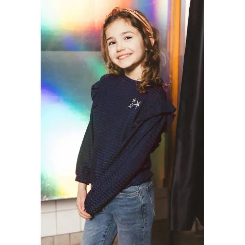 TYGO & vito blousetop met ruches donkerblauw, foto 3