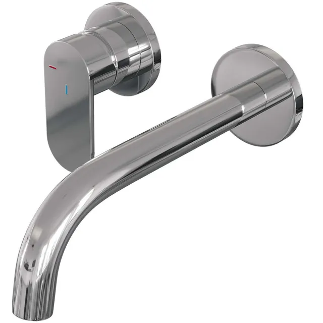Brauer Inbouw Wastafelmengkraan Brauer Chrome Edition Coldstart Gebogen Uitloop Platte Hendel Links Chroom Met Rozetten