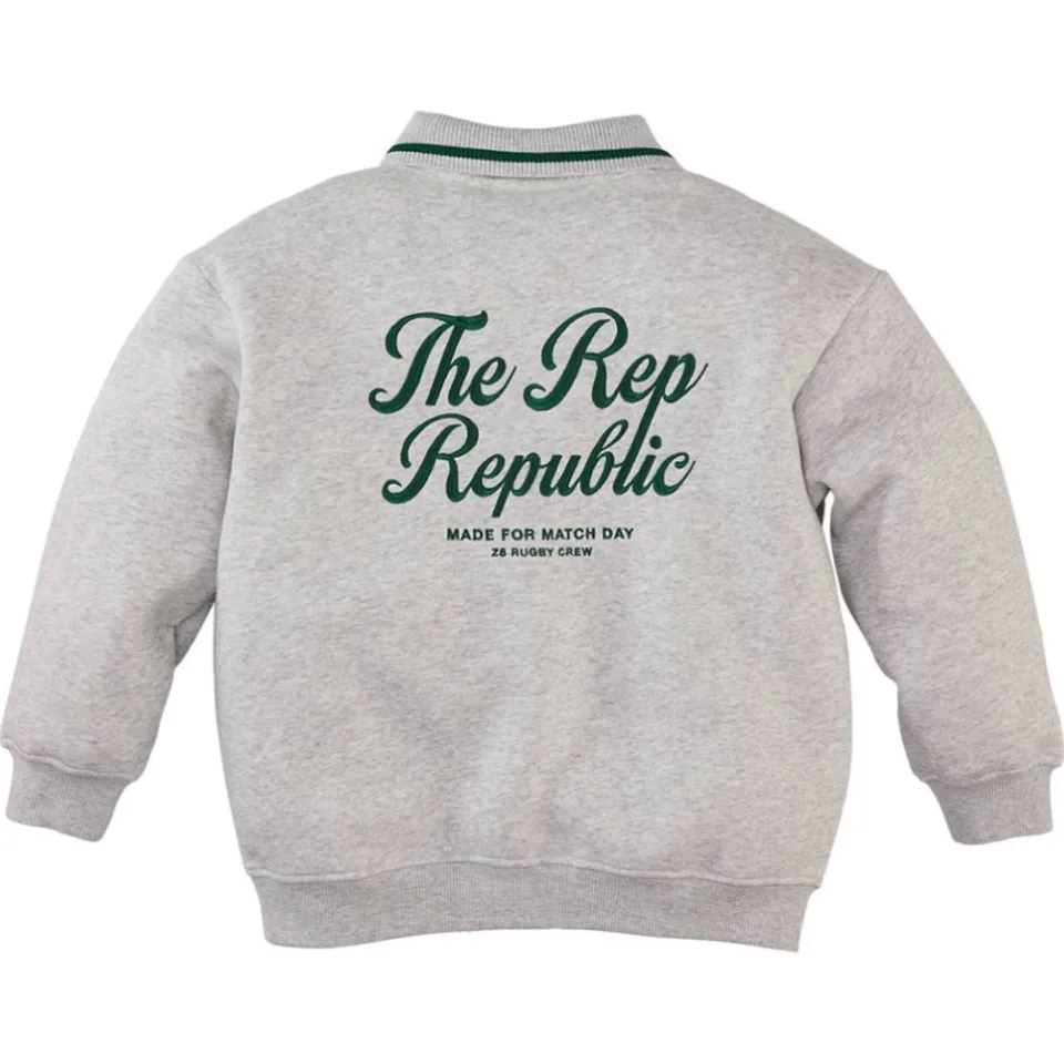 Z8 kids sweater met borduursels en tekst - grijs/groen, foto 3