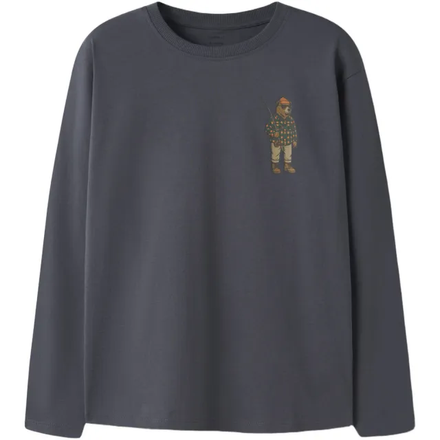 NAME IT rechtvallende longsleeve met printdetail grijsblauw
