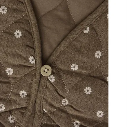 Lil' Atelier MINI gebloemd gilet - kaki/beige Groen Meisjes Katoen V-hals, foto 3