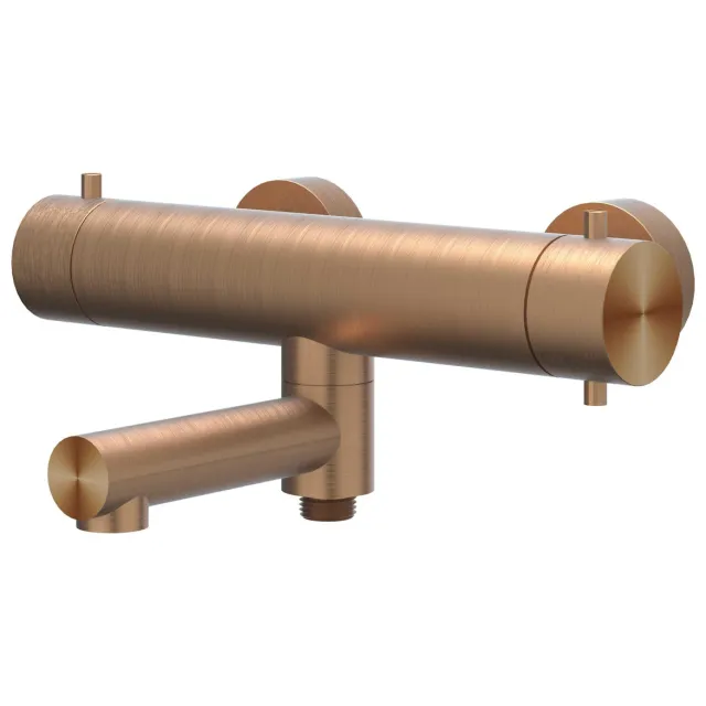 Badthermostaatkraan IVY Concord Opbouw Omstel Met Draaibare Baduitloop Met Omstel RVS316 Geborsteld Mat Koper PVD