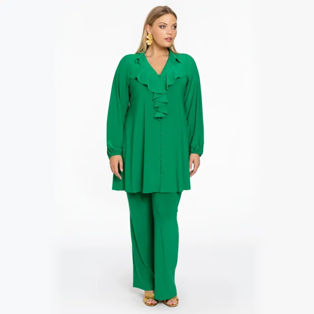 Yoek blouse met ruches groen
