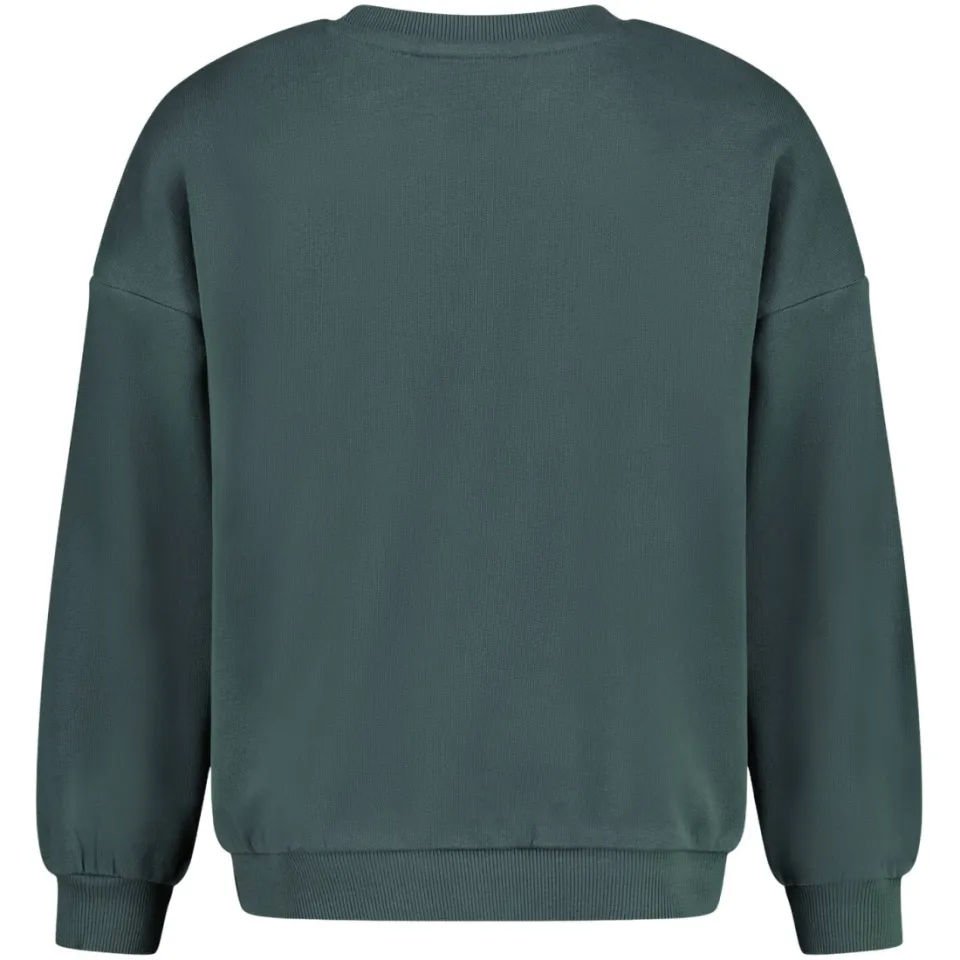 Sturdy oversized sweater met tekst - petrol/ecru, foto 3