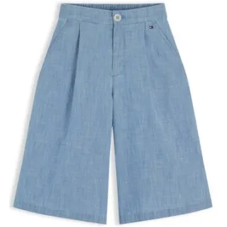 Tommy Hilfiger denim wide leg bermuda short lichtblauw, foto 3