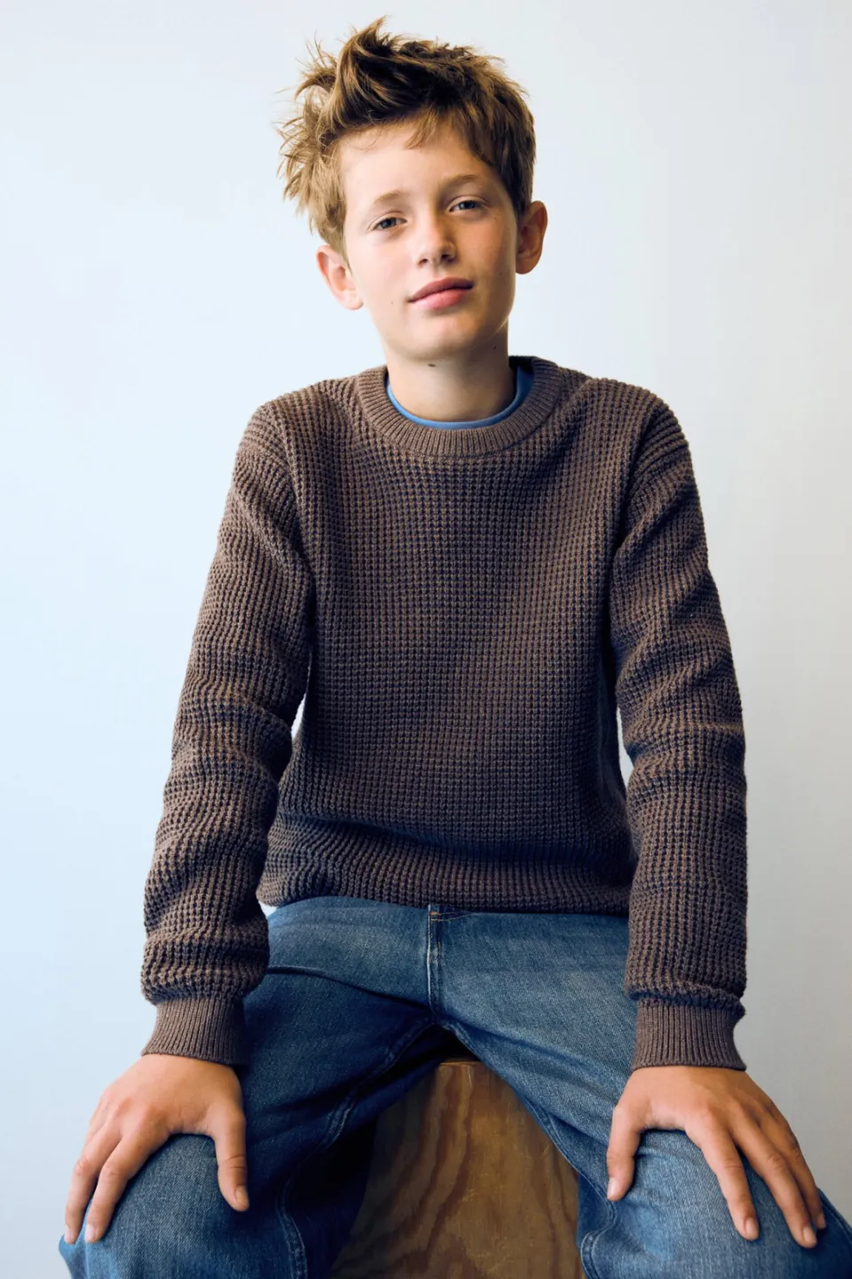 Mango Kids katoenen gebreide trui - bruin, foto 4