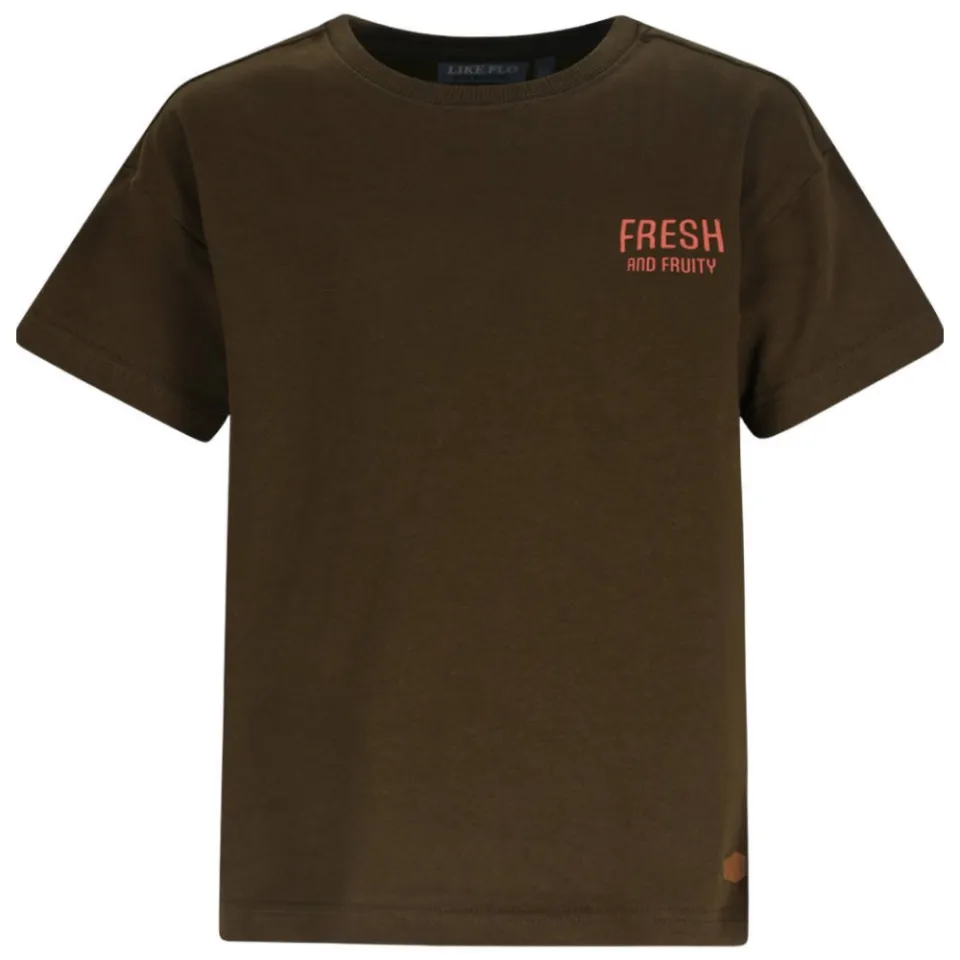 Like Flo T-shirt met backprint donkerbruin donkergroen, foto 5