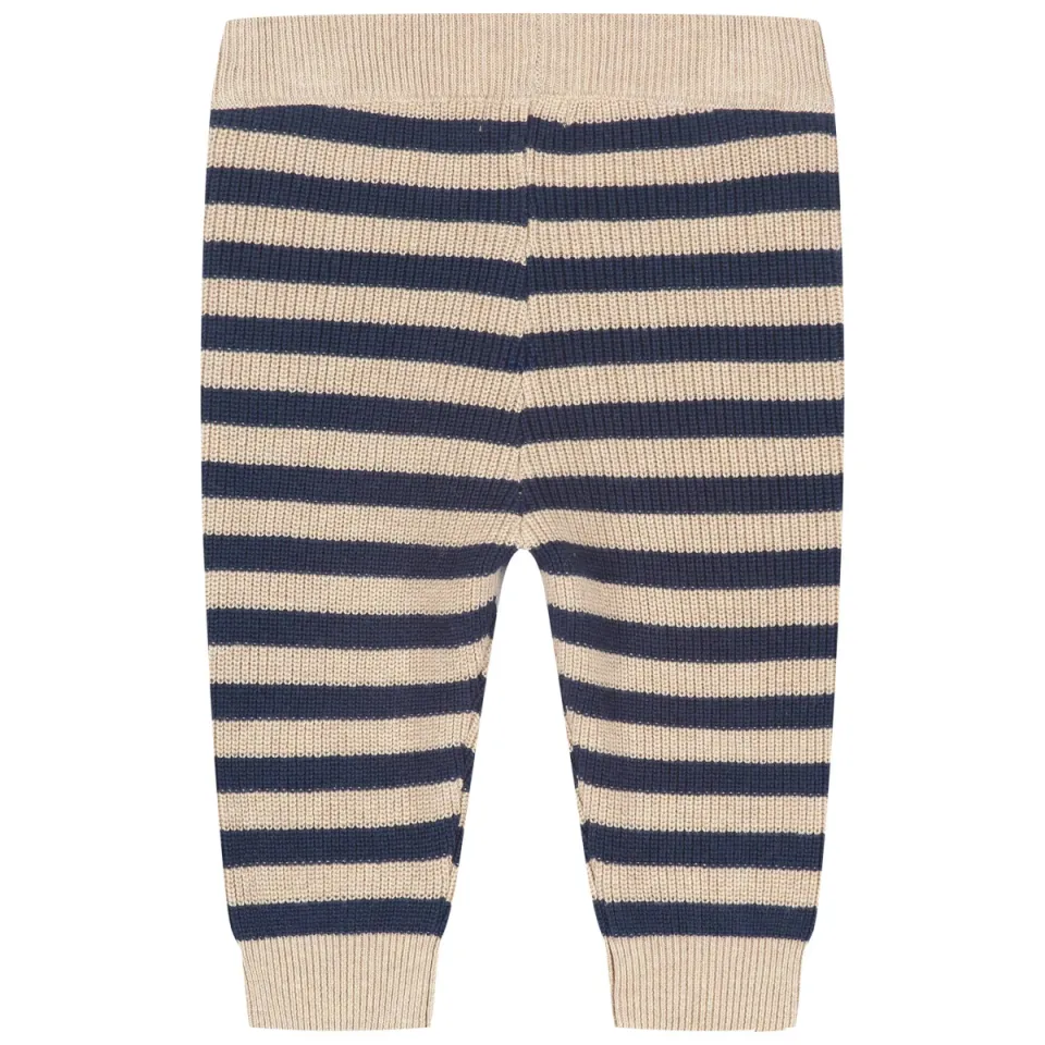 A Tiny Story gestreepte babybroek beige/donkerblauw, foto 3