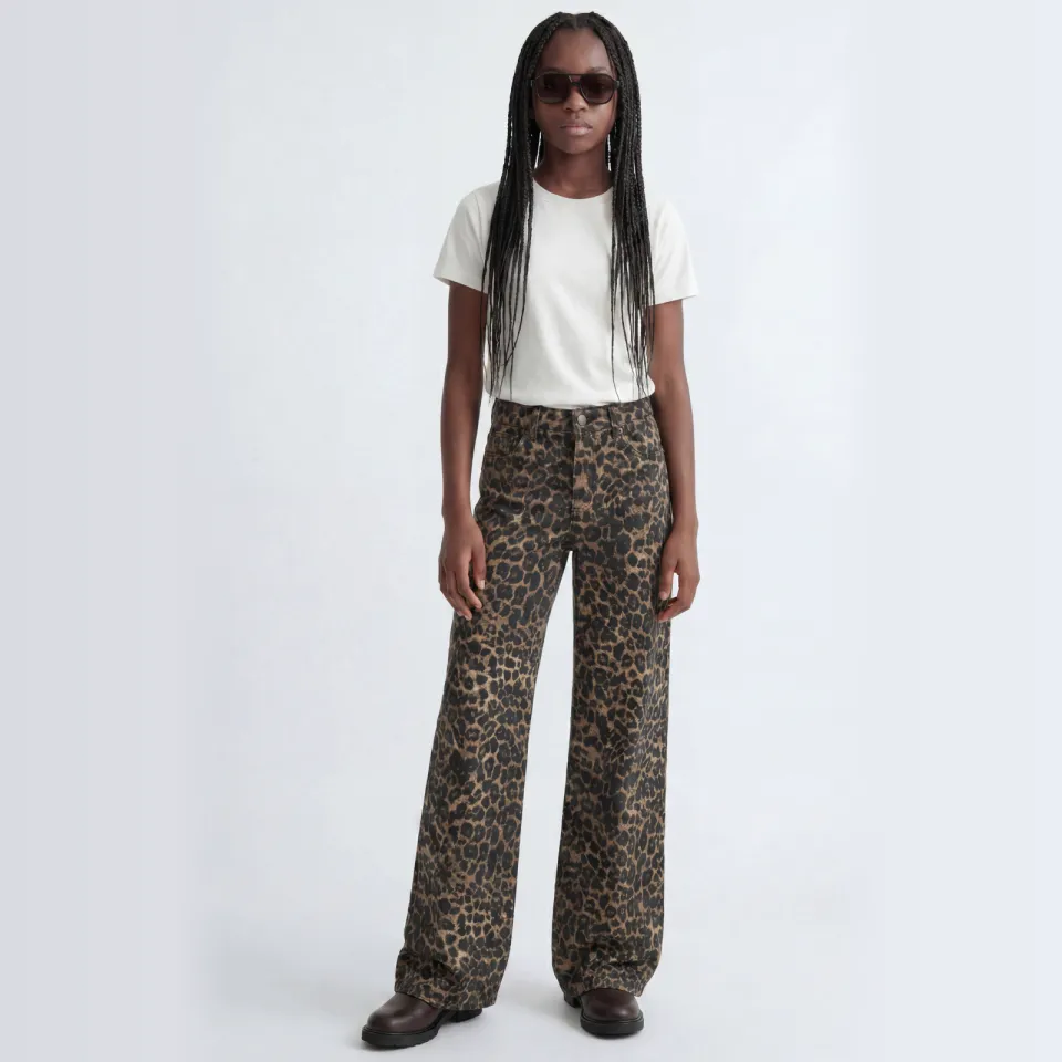 JJXX GIRL wide leg broek met panterprint bruin, foto 3