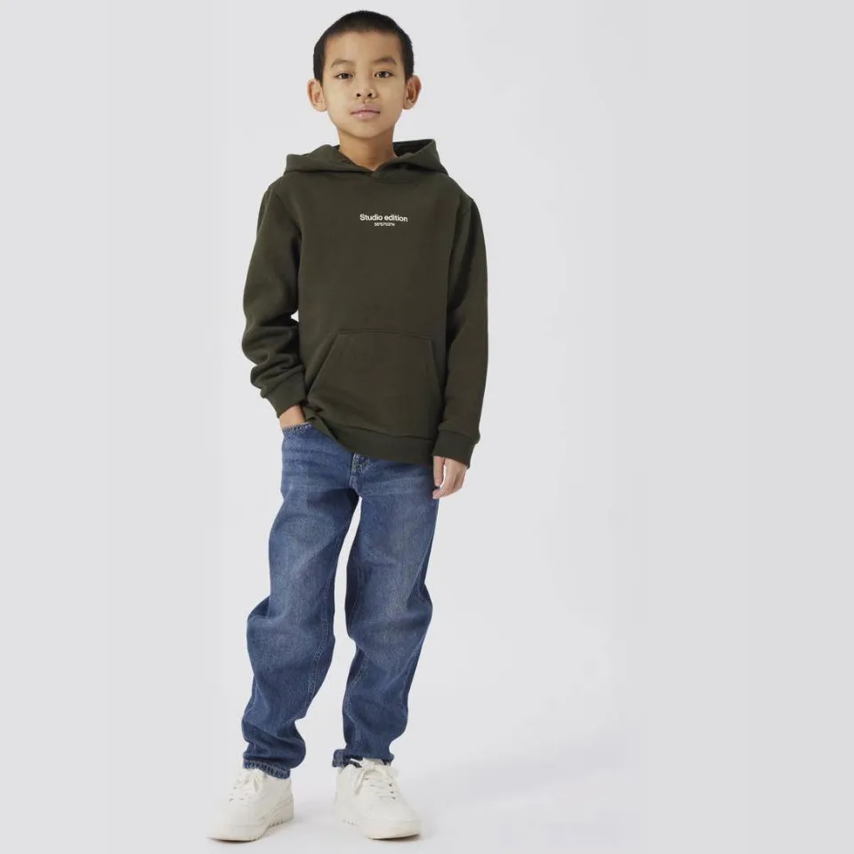 NAME IT KIDS hoodie met tekst donkergroen