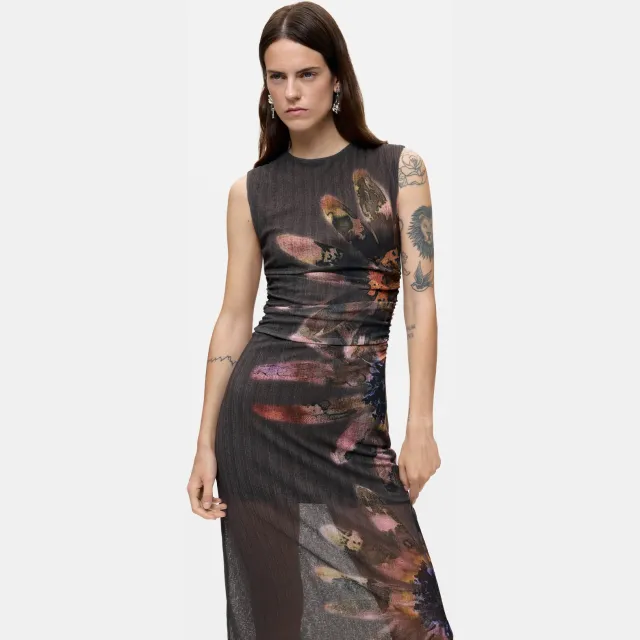Desigual MUNICH midi jurk met bloemenprint grijsgroen, foto 2