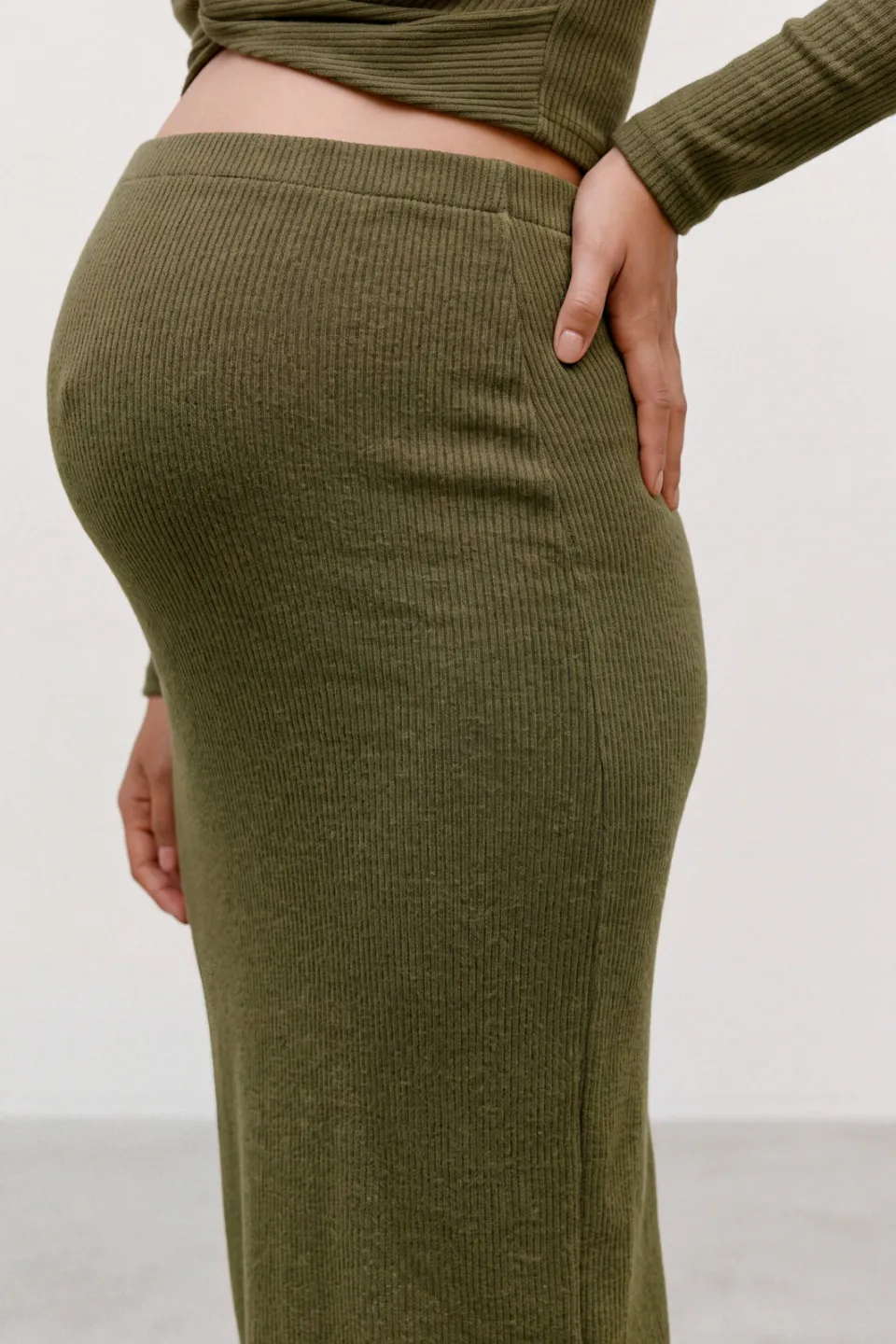 Mamalicious gebreide zwangerschapsmidirok groen, foto 4