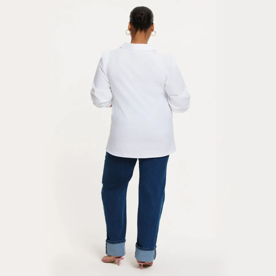 Yoek blouse met pofmouw wit, foto 3