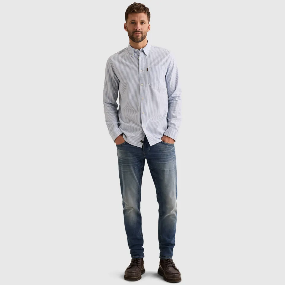 PME Legend regular fit oxford gestreept overhemd - lichtblauw, foto 4