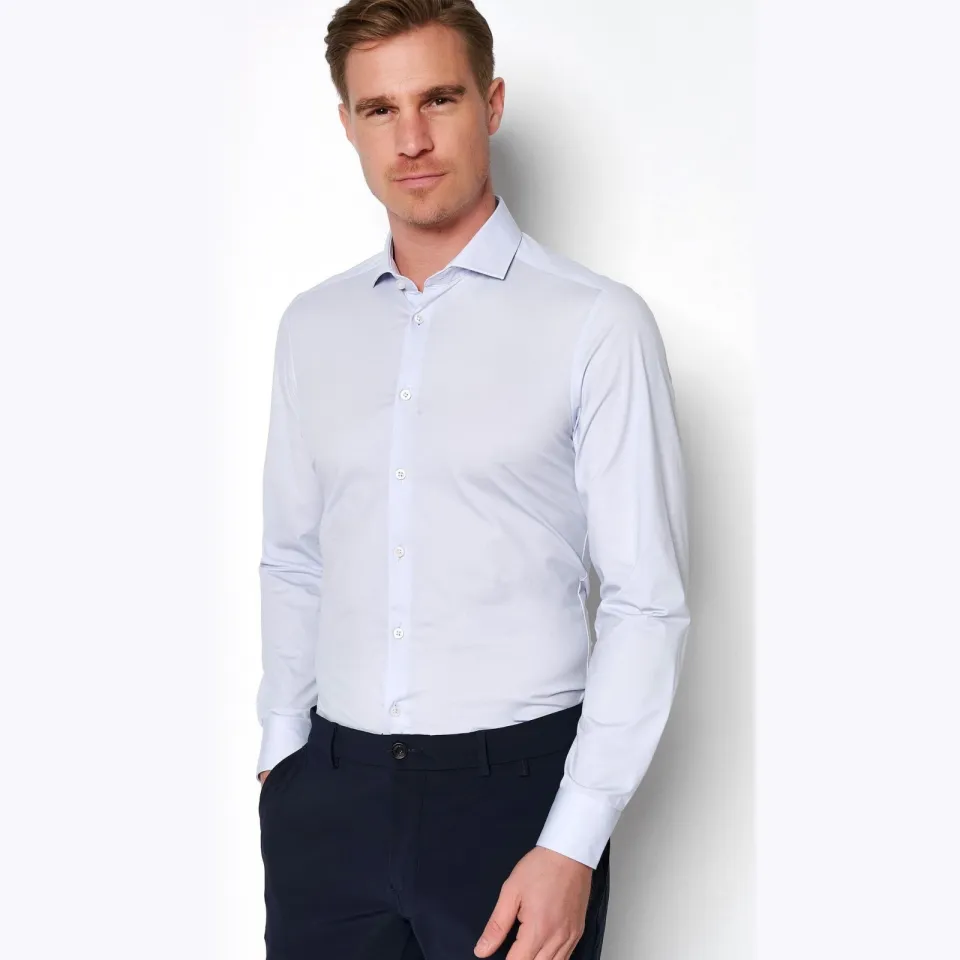 Pure Overhemd Lange Mouw Pure The Functional Shirt Lichtblauw Uni