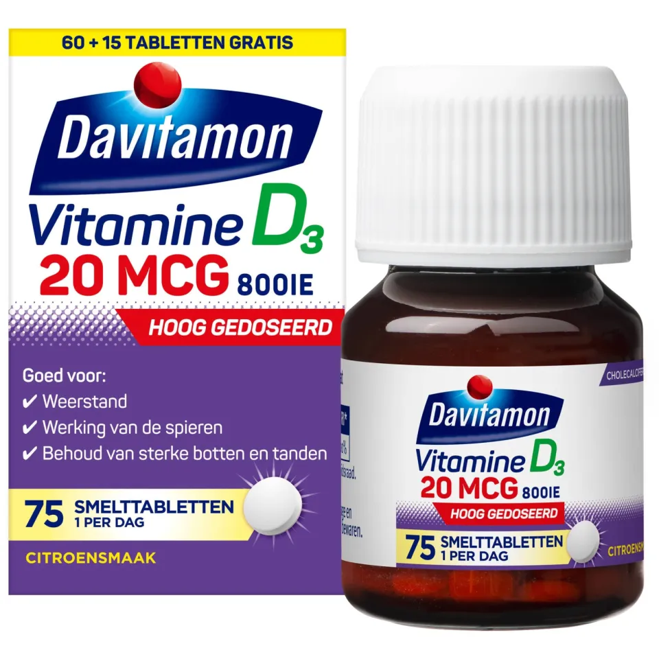 Davitamon Vitamine D3 20 mcg smelttabletten, foto 3