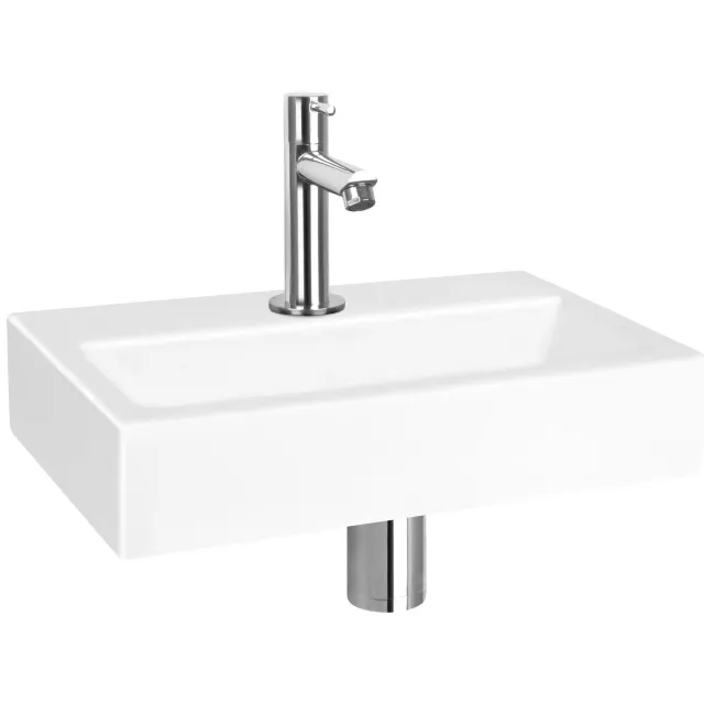 Differnz Fonteinset Differnz Flat Keramiek 38x24x7 cm Wit Met Rechte Kraan Chroom