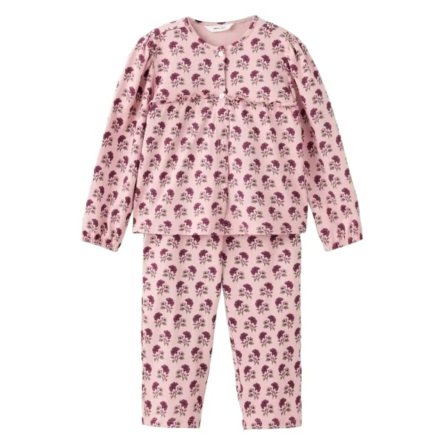Mango gebloemde pyjama roze pastelpaars