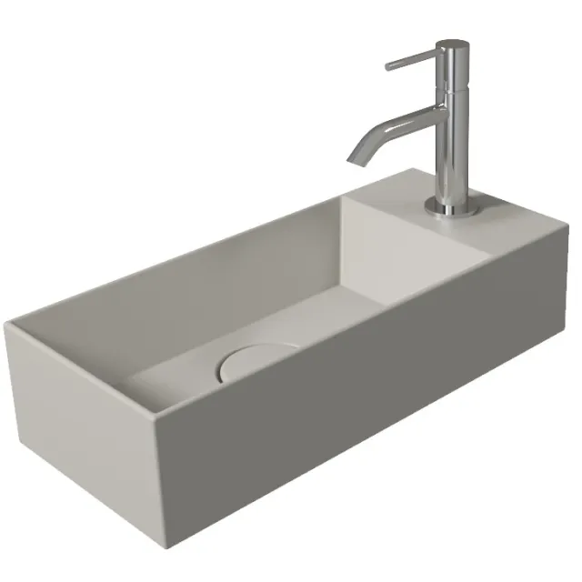 Salenzi Fontein Salenzi Spy 45x20 cm Mat Grijs Kraangat Rechts (inclusief bijpassende waste)