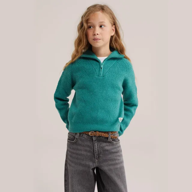 WE Fashion gebreide trui met wol - groen Green Army