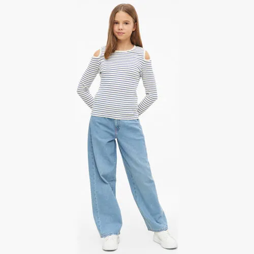 S.Oliver gestreepte longsleeve met cut-out wit/blauw, foto 3