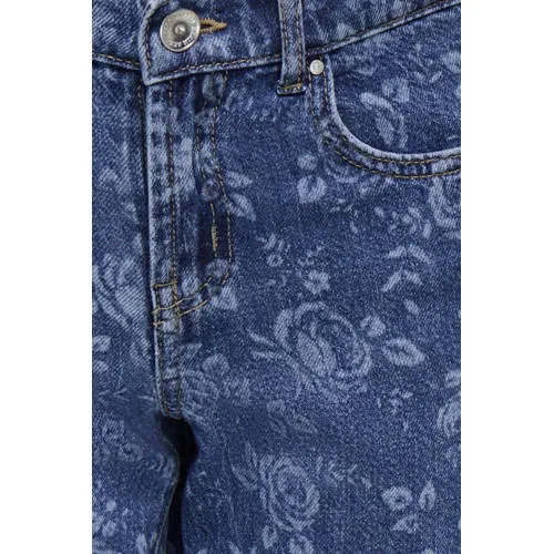 KIDS ONLY GIRL high waist wide leg jeans medium blue denim Blauw Bloemen, foto 3