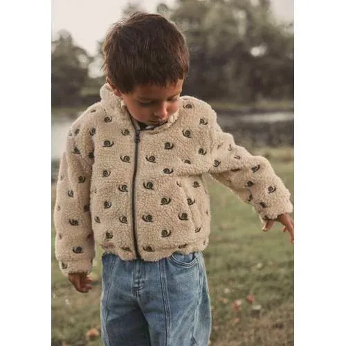 Lil' Atelier teddy jas met borduursels en print ecru, foto 4
