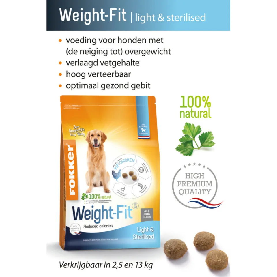 Fokker Weight-Fit Light & Sterilised hondenvoer, foto 3