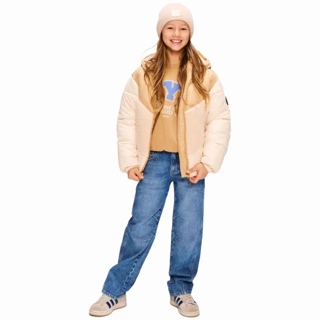 Retour Jeans gewatteerde teddy winterjas beige Lichtbeige/lichtbruin