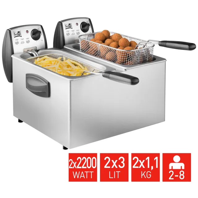Fritel FR 1850 duo Friteuse Zilver