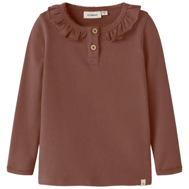 Lil' Atelier longsleeve met ruches bruin