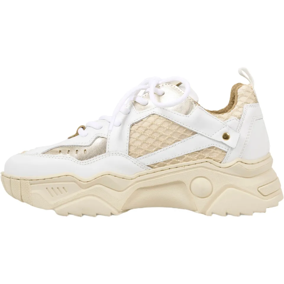 DWRS Pluto chunky leren sneakers beige/wit, foto 2