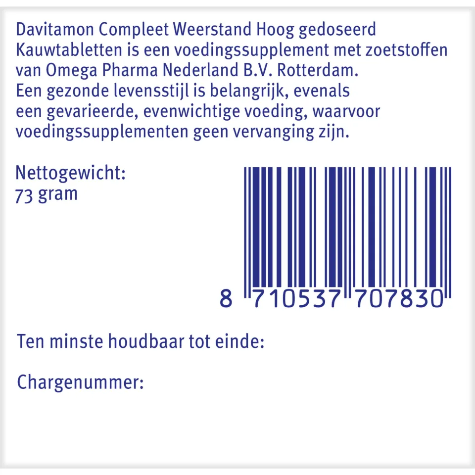 Davitamon Compleet Weerstand hoog gedoseerd kauwtabletten, foto 3