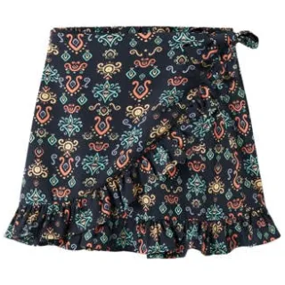 NAME IT KIDS wikkelrok donkerblauw Meisjes Polyester All over print Donkerblauw/multicolor