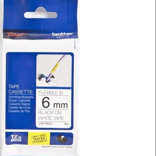 Brother TZe-FX211 Tape Zwart op wit (6 mm)