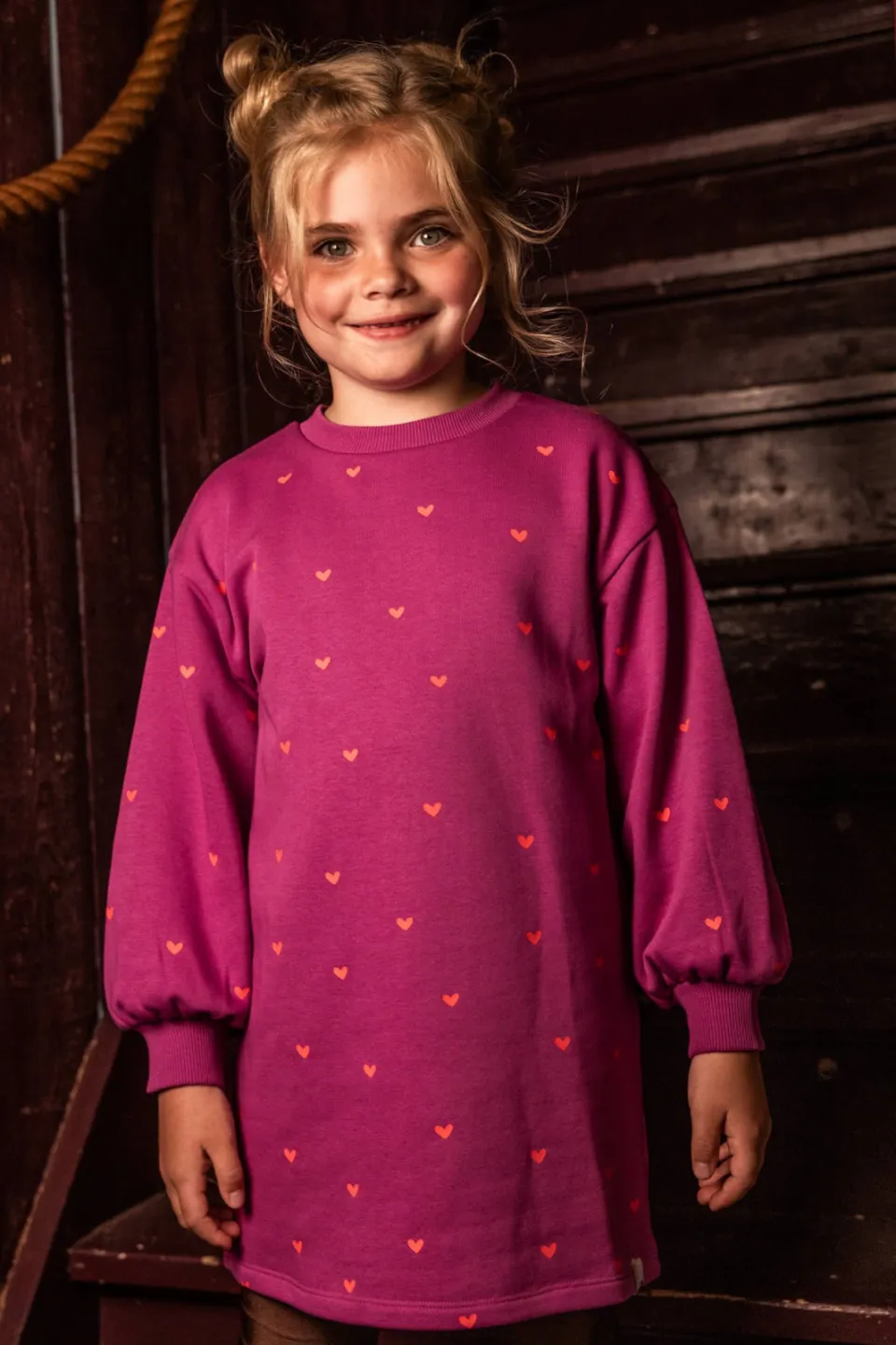 LOOXS little sweatjurk met hartjes - paars
