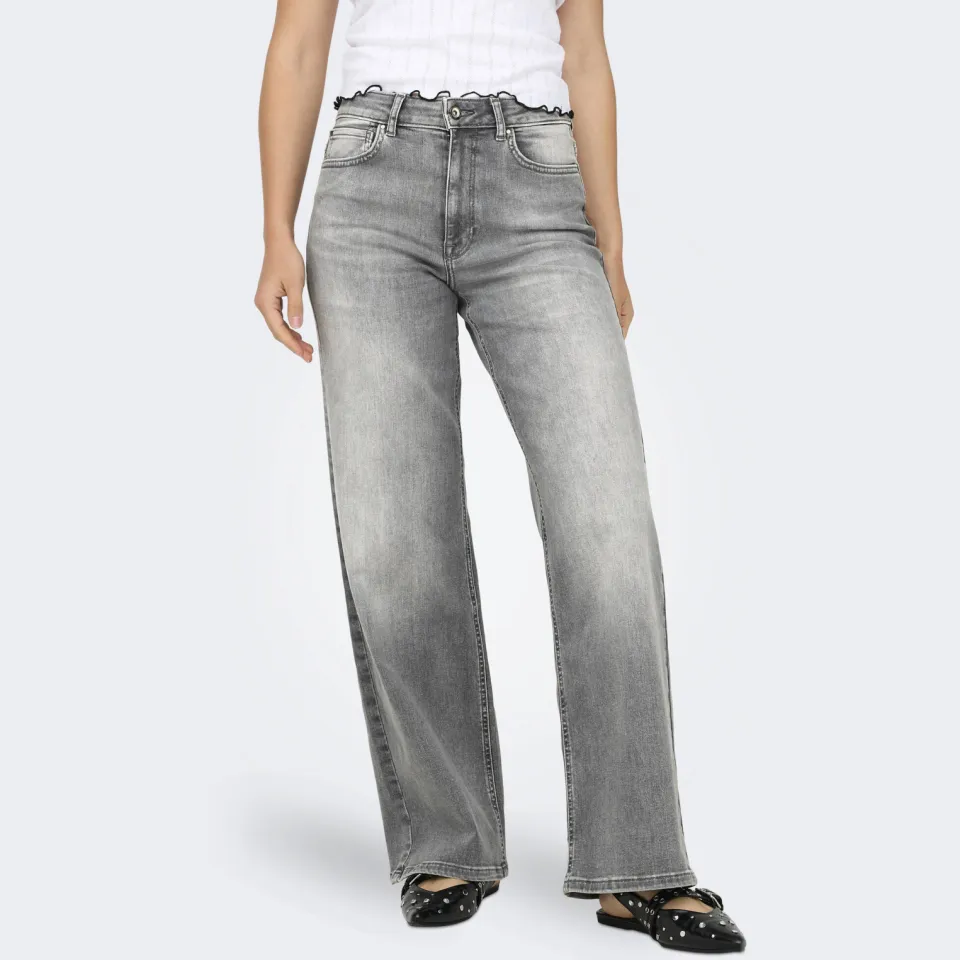 Only high waist wide leg jeans ONLMADISON grey denim, foto 5