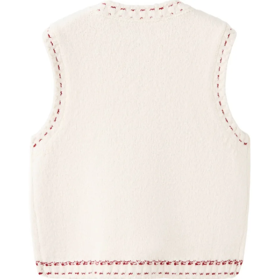 Mango Kids gilet - beige/rood, foto 3