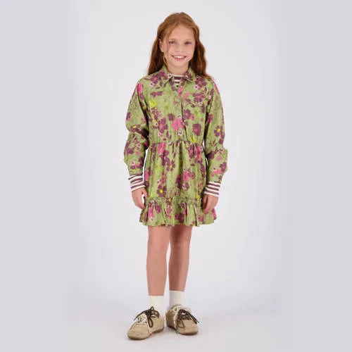 Vingino Perlou gebloemde midi jurk groen, foto 3