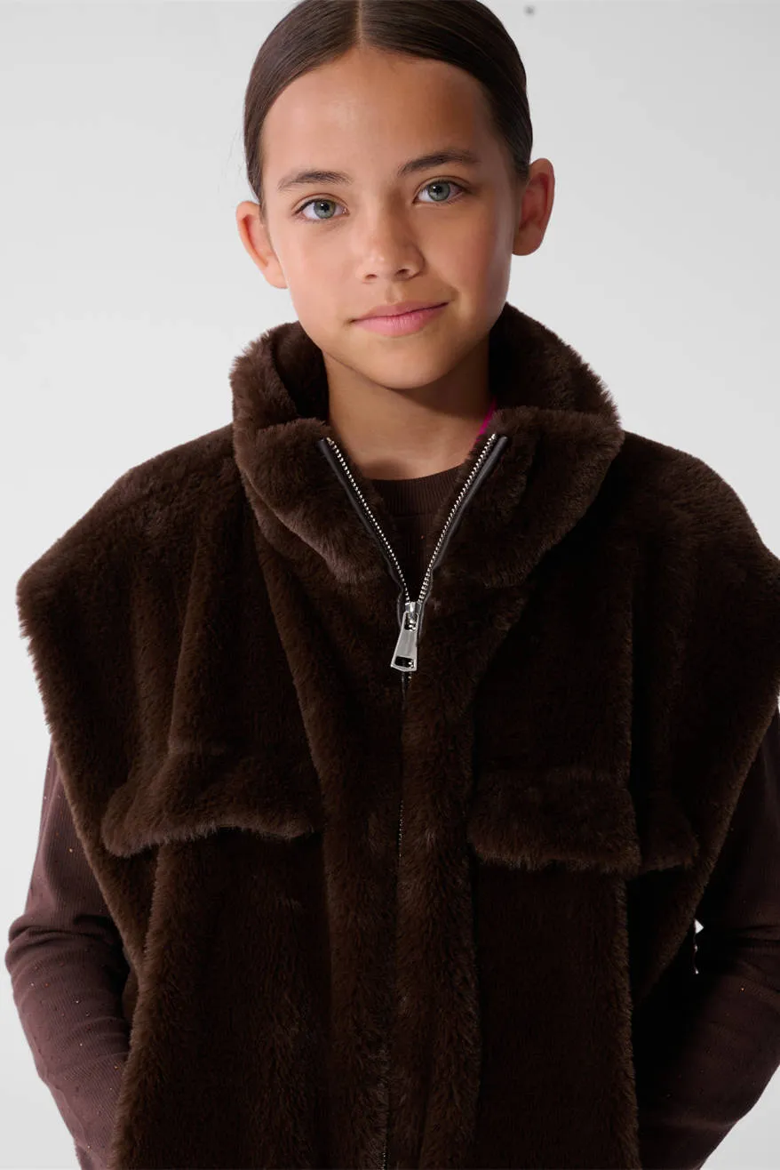 Shoeby teddy oversized gilet - donkerbruin, foto 5