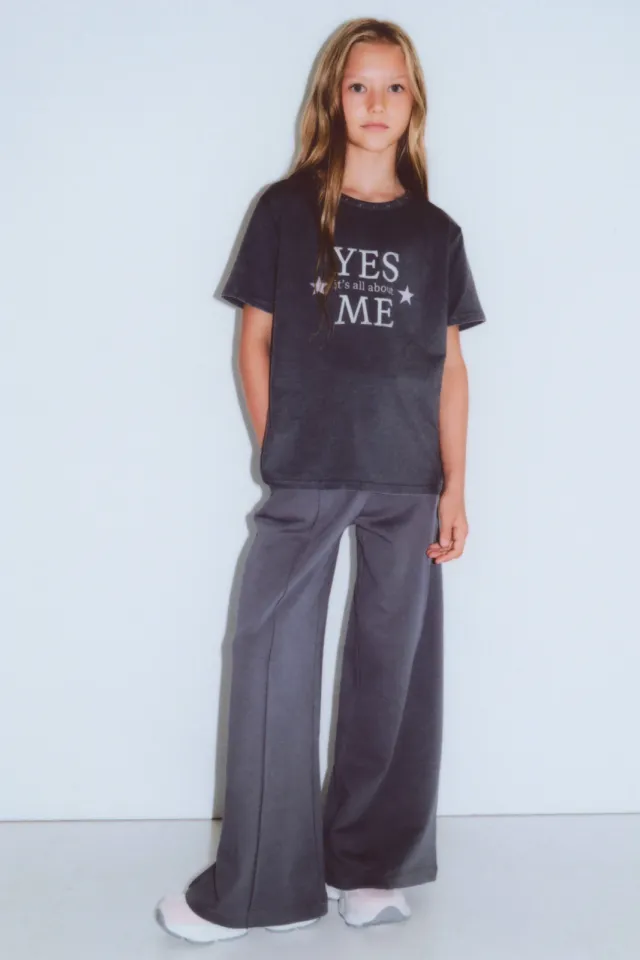 Mango palazzo broek grijs