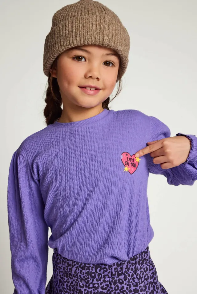 LOOXS little rechtvallende longsleeve met print paars, foto 3