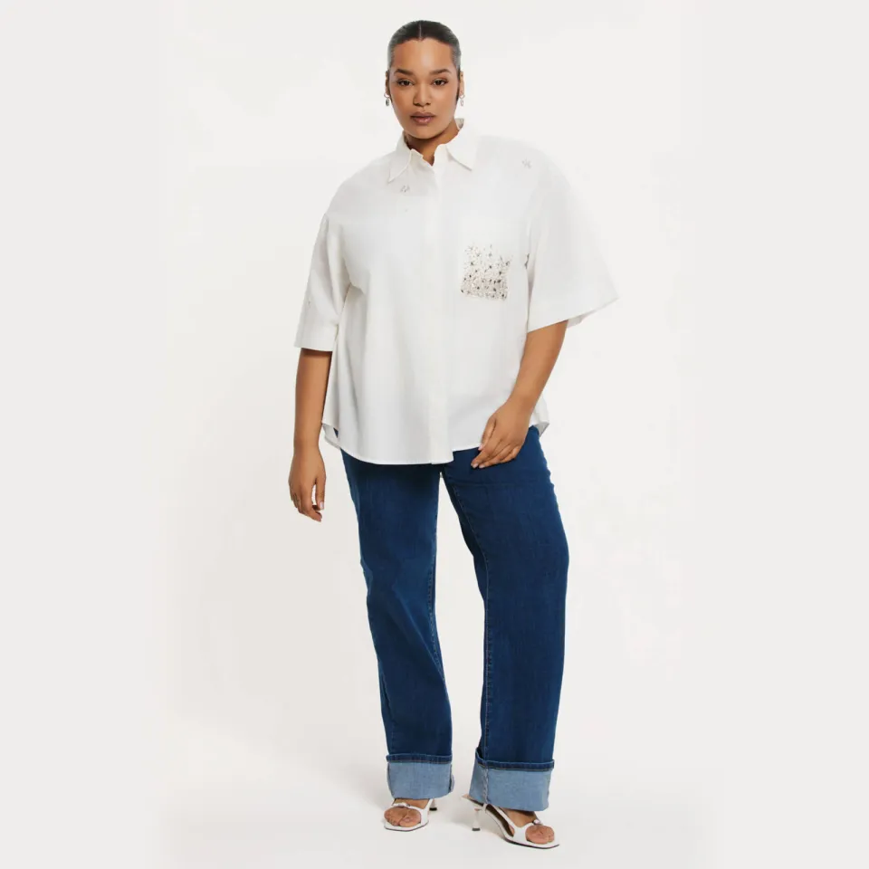 Yoek blouse wit