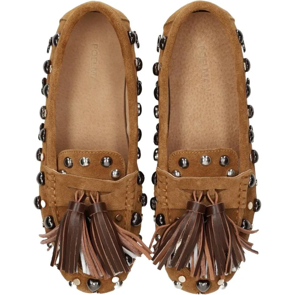 Poelman Serena suède mocassins met franjes - bruin, foto 4