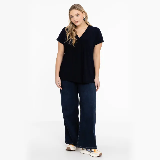 Yoek Jeans 5 pockets wide leg | Donkerblauw