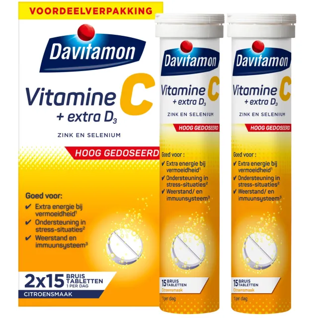 Davitamon Vitamine C + extra D3 bruistabletten, foto 2