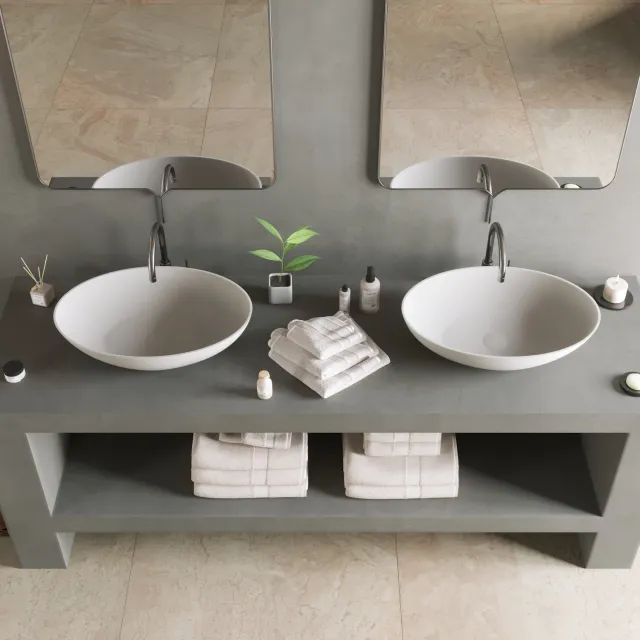 Ideavit Opbouwwastafel Ideavit Solidthin 60x40x14.5 cm Solid Surface Mat Wit
