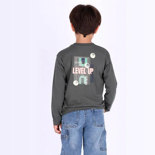 B.Nosy rechtvallende longsleeve met backprint grijsgroen, foto 5
